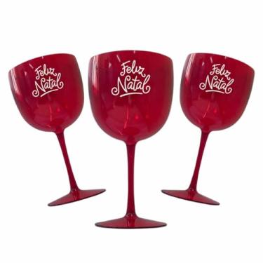 Imagem de Kit 24 Taças Gin Vodka 580ml Acrílica FELIZ NATAL - Aloha (Rubi Glitter)