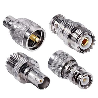 Imagem de TUOLNK 4 peças PL259 SO239 para conector de cabo coaxial adaptador BNC, kit adaptador BNC para UHF, cabo macho para fêmea, trocador de gênero, kit de conector coaxial para rádio CB, rádio, antenas,
