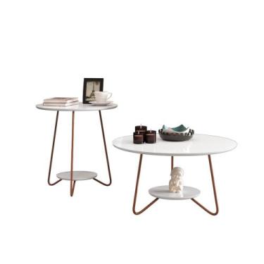 Imagem de Kit Mesa Centro e Mesa Apoio Decoração para Escritório e Sala Liz Bran