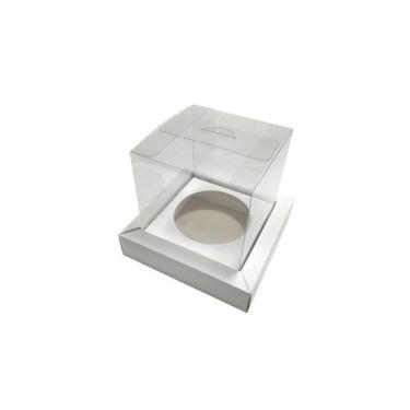 Imagem de Caixa Para Panetone 100G Branco Com Borda Kit 30Un - Embala Cristal