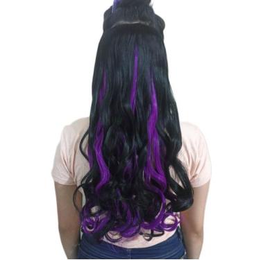 Imagem de Alongamento Aplique Tic Tac Ondulado Preto Com Magenta 60Cm - C&C Shop