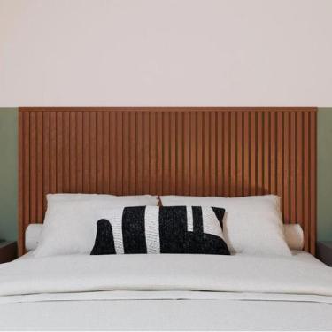 Imagem de Cabeceira Painel Ripado Cabeceira Quarto Cama Casal Bronze - Meu Rodap