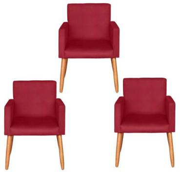 Imagem de Kit 3 Poltronas Decorativa para Recepção Sala de Estar Sala de Espera 
