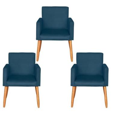Imagem de Kit 3 Poltronas Decorativa para Recepção Sala de Estar Sala de Espera 