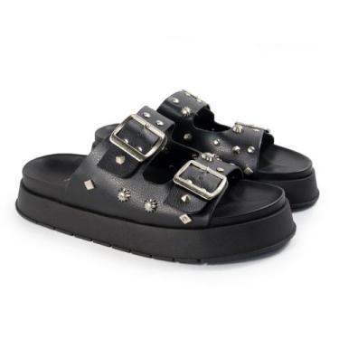 Imagem de Papete Feminina Fivelas CHARLOTTE Sola Alta - LOJA COMITIVA, Preto, 34