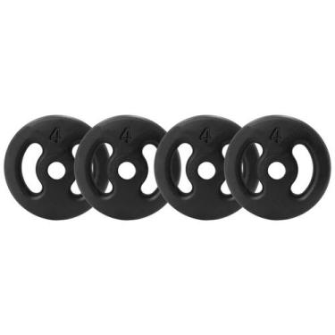 Imagem de Kit 4 Anilhas Peso Ferro 4kg Academia Musculação - Rei do Fitness