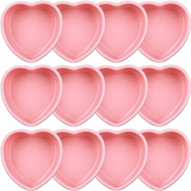 Imagem de Menkxi Forma de bolo em forma de coração dos namorados mini forma de bolo de silicone vermelho rosa molde de sobremesa antiaderente bandeja de chocolate assadeira para bolo de aniversário dos