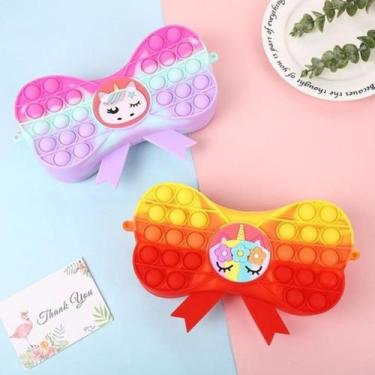 Imagem de Bolsa Estojo Popit Unicornio Fidget Toy Infantil Divertido Colorido + 