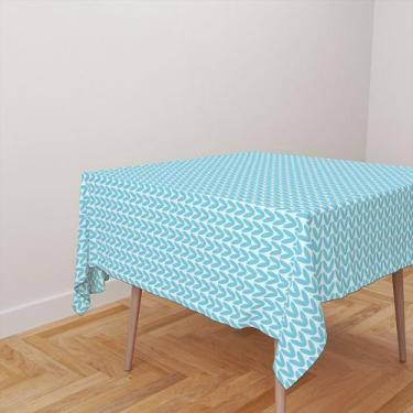 Imagem de Toalha De Mesa Quadrada 4 Lugares Tecido Oxford Mini Corações Azul e B