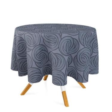 Imagem de Toalha de Mesa Redonda em Tecido Jacquard Preto Acinzentado e Prata Ar