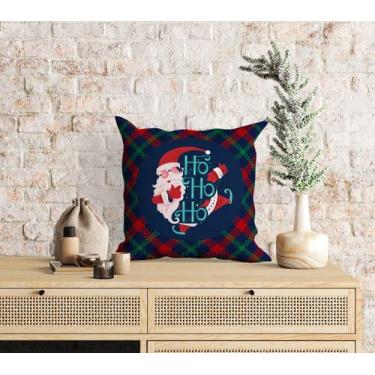 Imagem de Almofada com enchimento Papai Noel Xadrez Ho Ho Ho - Core Decore