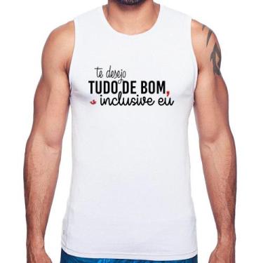 Imagem de Regata Te desejo tudo de bom, inclusive eu - Foca na Moda, Branco, GG