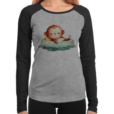 Imagem de Baby Look Raglan Ursinho Bebê Na Piscina  Manga Longa - Foca na Moda, 
