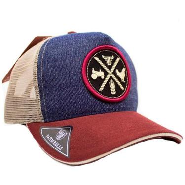 Imagem de Boné Farm Bulls Masculino Country Telinha Texas American, Bordô, UN