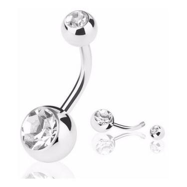 Imagem de Piercing Umbigo 2 Pedras Aço Cirúrgico  - DeCastro joias, 8 mm, Espess