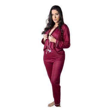 Imagem de Conjunto Pijama Feminino Confortável Longo C/ Botão - C58 - Fanáticos 