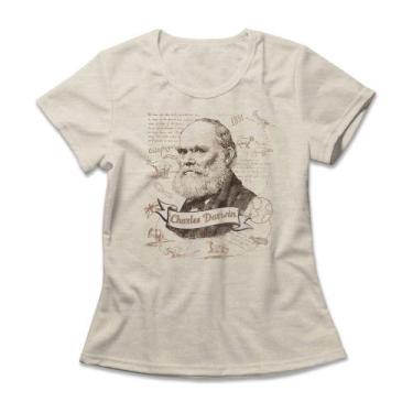 Imagem de Camiseta Feminina Charles Darwin - Studio Geek, 2G, Mescla banana