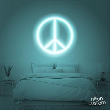 Imagem de luminaria letreiro Neon Led Paz 60x60 luminoso decoração p/ selfie - N