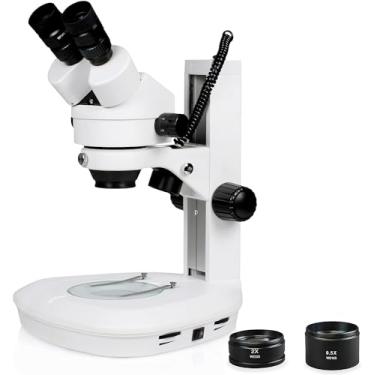 Imagem de Vision Scientific microscópio estéreo com zoom binocular vs-2ez, ocular de campo amplo de 10x, faixa de zoom de 0,7x a 4,5x, faixa de ampliação de 3,5x a 90x, lente auxiliar de 0,5x e 2x, il