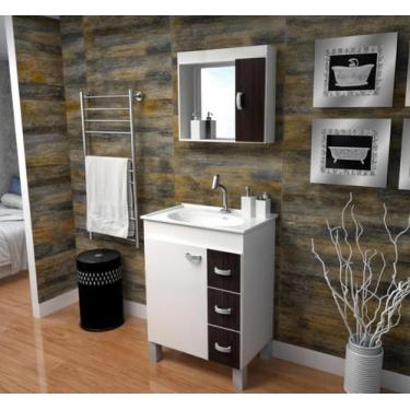 Imagem de Gabinete Armário Para Banheiro Cuba E Espelheira Brava Ébano - Gabinet