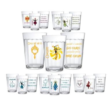 Imagem de Kit 3 Copos Vidro Americano 190ml Orixás Diversos Umbanda Candomblé Guias Artigo Religioso Axé Proteção Agua Refrigente Café (OXUM)