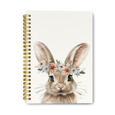 Imagem de THDSE Caderno floral vintage Cottagecore animal, caderno de composição estética, caderno de capa dura espiral de coelho, material escolar universitário, cadernos para escola, cadernos pautados para