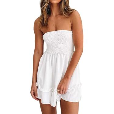 Imagem de Tsher Vestido feminino sem mangas de cetim com alças finas, vestido de festa de convidada, coquetel, noite, gola drapeada, costas nuas, midi formal, Minivestidos brancos sem alças, PP