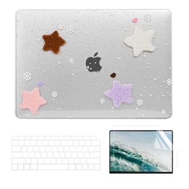 Imagem de AOKILOM Compatível com capa M3 MacBook Air de 13,5 polegadas 2022 2023 2024 A3113 A2681 M2 Chip, capa rígida de plástico transparente 3D com capa de teclado e protetor de tela