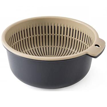 Imagem de Cesta de Lavagem Vegetal, Dreno de Camada Dupla Suspende Rapidamente o Filtro Multifuncional de Frutas Com Alça Lateral para Cozinha (Grande)