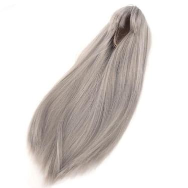 Imagem de Boneca Longa Peruca Reta Realista Cabelo Liso para Bonecas 1/4 18,5-21cm (Cinza)
