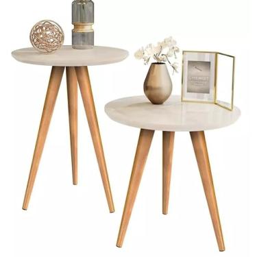 Imagem de Mesa Lateral e de Canto Classic Retrô - 3 Pernas Elegantes para Decoração, Sala de Estar ou Quarto