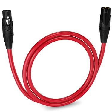 Imagem de LyxPro Cabo de microfone XLR de 9,5 cm equilibrado macho para fêmea cabo de microfone de 3 pinos para alto-falantes alimentados interface de áudio profissional profissional dispositivos de gravação e desempenho de áudio – Vermelho