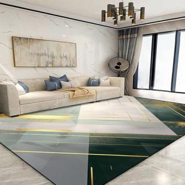 Imagem de Tapete geométrico dourado para sala de estar, decoração de área grande, tapetes para casa, para quarto, sofá macio, JH019, flanela, 10,200 x 300 cm, 78,7 x 118 pol.