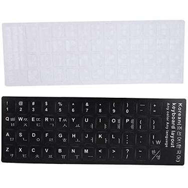 Imagem de Adesivos de Teclado Coreano, Adesivos de Teclado para Laptop à Prova d'água Adesivos de Teclado Coreano Adesivo de Teclado de Fundo Transparente para Laptop de 10 a 17
