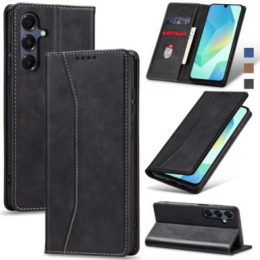Imagem de Jasonyu Flip Carteira Capa para Samsung Galaxy A16,Capinha Folio Magnética de Couro com Suporte para Cartão,Suporte para Chute - Protetora Durável de TPU à Prova de Choque para Telefone,Preto