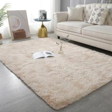 Imagem de KAIJIE Tapete felpudo de pelúcia, tapete super macio para sala de estar, quarto ou berçário - Tapete antiderrapante com forro tingido de arroz cor camelo 100 x 200 cm
