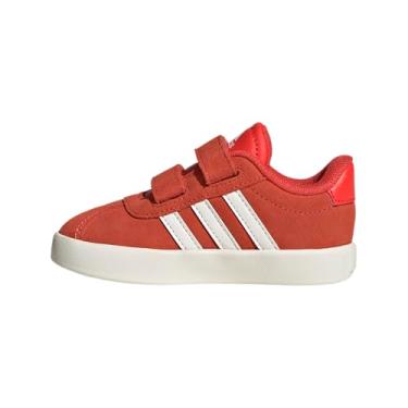 Imagem de adidas Tênis esportivo infantil unissex Vl Court 3.0, Vermelho brilhante/branco/branco, 12 Little Kid