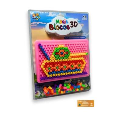 Imagem de Magic Blocos 3D Toyking Quadro de Encaixe Rosa Brinquedo Didatico e Re