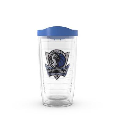 Imagem de Tervis Feito nos EUA com parede dupla NBA Dallas Mavericks Copo isolado mantém as bebidas frias e quentes, 473 ml - Tampa azul, logotipo principal