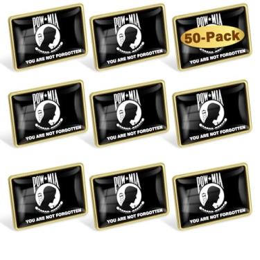 Imagem de 6/12/50/100 peças de alfinetes de lapela de bandeira Pow Mia a granel - broches militares de metal POW/MIA organizações ativistas broche emblema lembrança, 22X15MM, Metal, Sem pedras preciosas