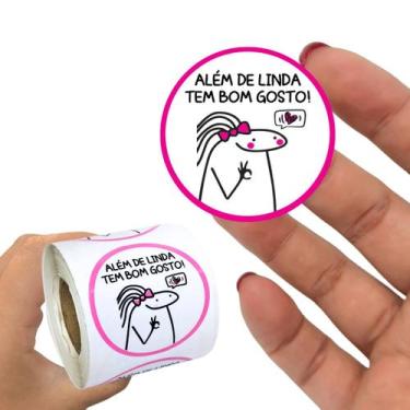 Imagem de 200 Etiquetas Adesivas 4x4 Cm   Além de Linda Tem Bom Gosto  Flork - 4
