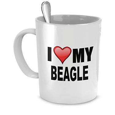 Imagem de Caneca Beagle - I Love My Beagle - Presentes para amantes de beagle - Presentes para amantes de cães - Caneca de café de cerâmica de 325 ml
