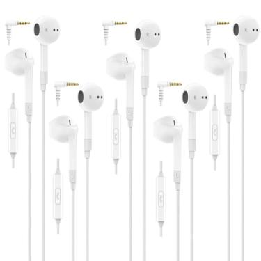 Imagem de Fones de ouvido intra-auriculares LUDOS FEROX com fio, fones de ouvido com microfone, isolamento de ruído, conector de 3,5 mm, para iPhone, smartphones Samsung, computador, notebook, 5 unidades
