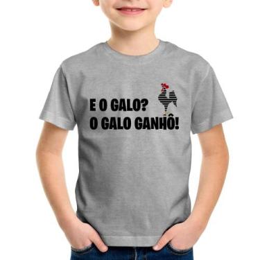 Imagem de Camiseta Infantil E o galo O galo ganhô! - Foca na Moda, Cinza, 4
