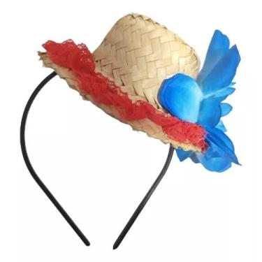 Imagem de Tiara Junina Festa Caipira Com Flor Chapéu De Palha Pequeno