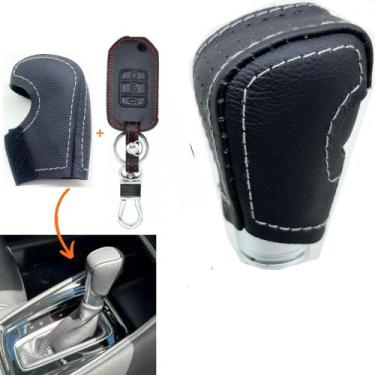 Imagem de Kit Capas Couro Manopla Câmbio Automático + Chave Canivete Civic Accor