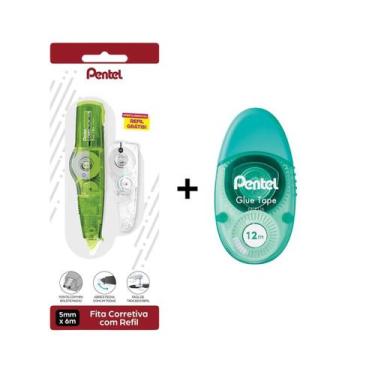 Imagem de Fita Corretiva Correction Tape c/ Refil Grátis + Cola em Fita Glue Tap