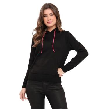 Imagem de Blusa deTricot Feminina Despojada Moda Tendência com Capuz e Bolso Can