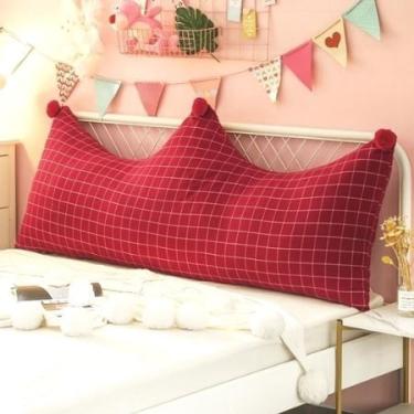 Imagem de Almofada para Cama Casal Cabeceira Box Baú Pallets Leitura Encosto Lombar Repouso Xadrez Preto e Branco Lavável Zíper