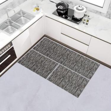 Imagem de Kit Tapete de Cozinha 3 peças com Passadeira e Tapetes Antiderrapantes (Mesclado Marrom)